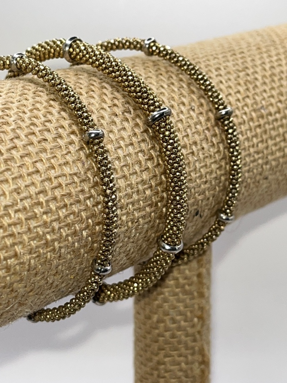 Gold Mesh Tube Bangle Bracelet 925 Italy - Picture 4 of 11